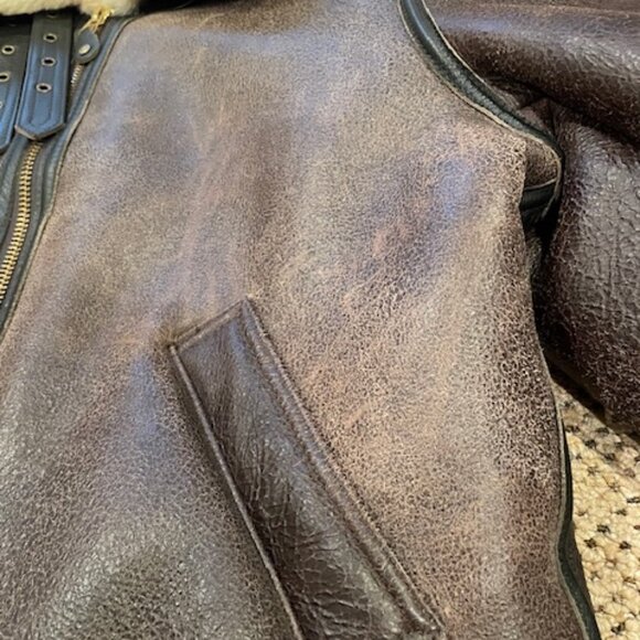 MENS SCHOTT CLASSIC B-3 SHEEPSKIN LEATHER BOMBER - Picture 8 of 16